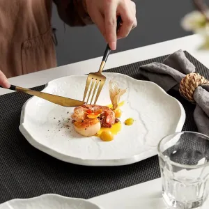 مطعم لحفلات الزفاف أواني خزف ستيكين أبيض بوفيه - Steak Wedding Restaurantine White Porcelain