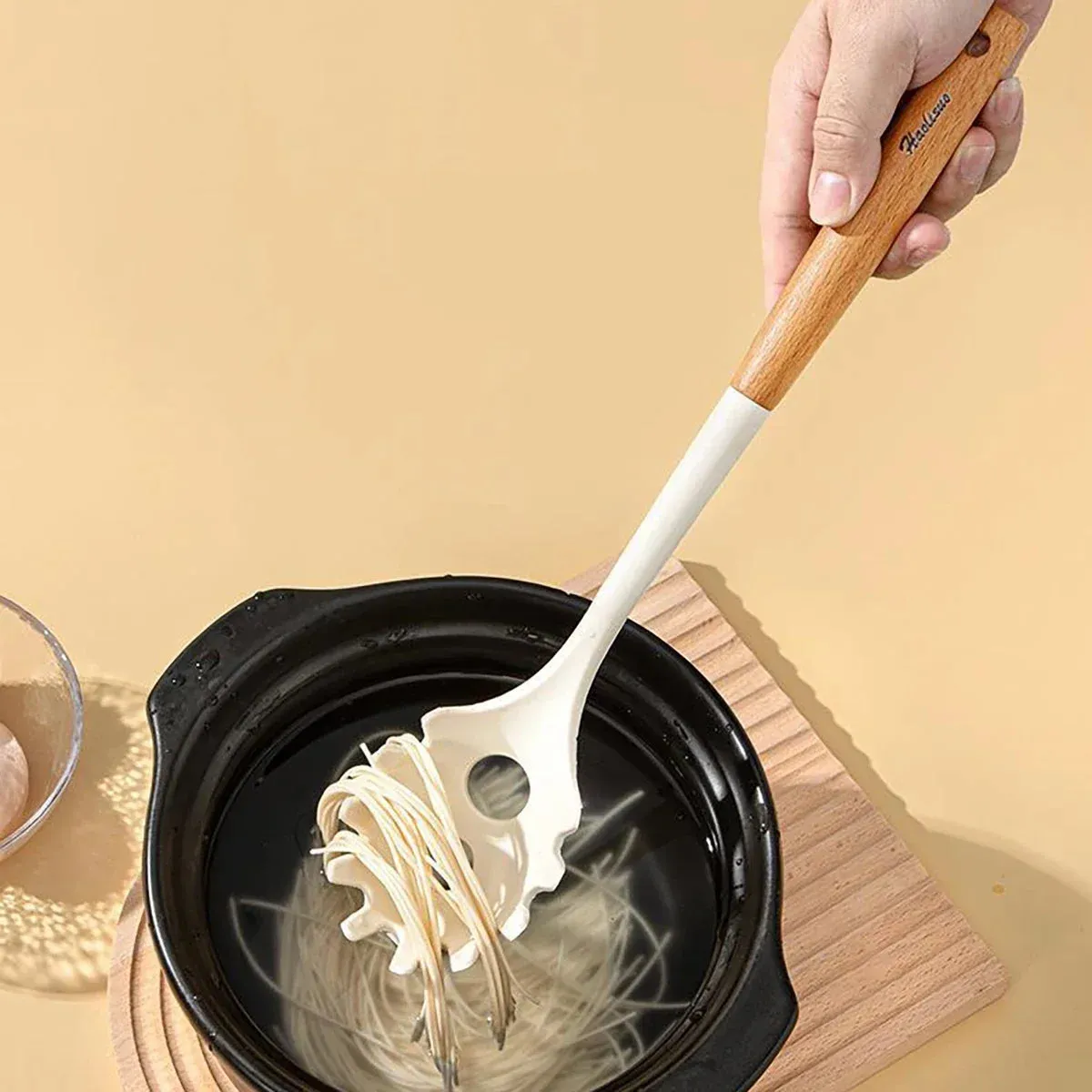 10 Piece Non Stick Silicone Kitchen Utensil Set With Wooden Handles