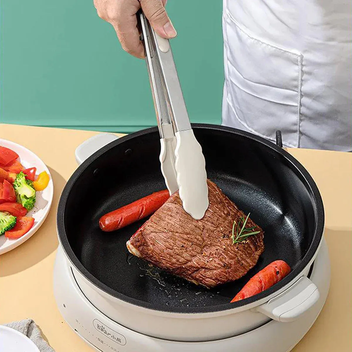10 Piece Non Stick Silicone Kitchen Utensil Set With Wooden Handles
