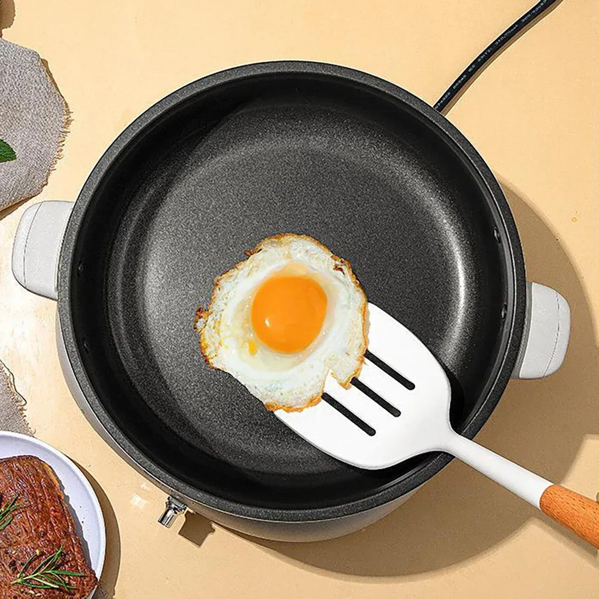 10 Piece Non Stick Silicone Kitchen Utensil Set With Wooden Handles