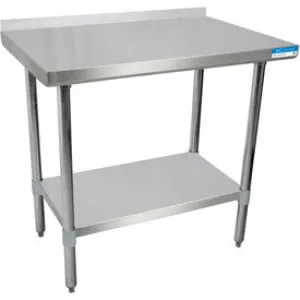 18" x 60" All Stainless Steel Work Table w/1-1/2" Backsplash