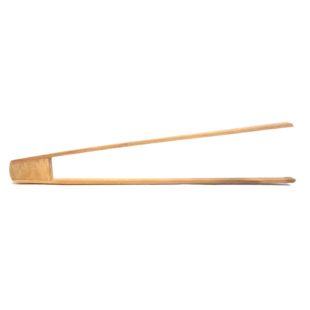 2 Bamboo Toaster Tongs Wood Kitchen Accessory Toast Fruits Bread Bagel Chopstick