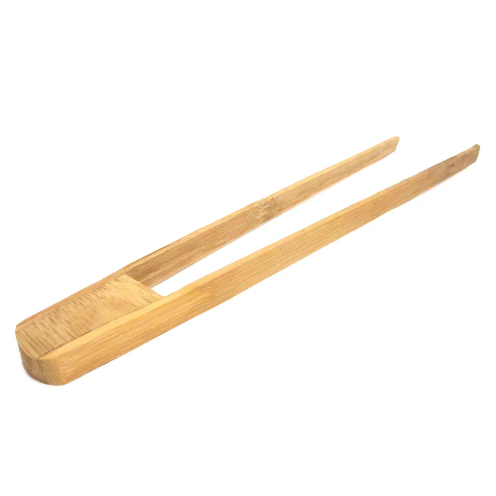 2 Bamboo Toaster Tongs Wood Kitchen Accessory Toast Fruits Bread Bagel Chopstick