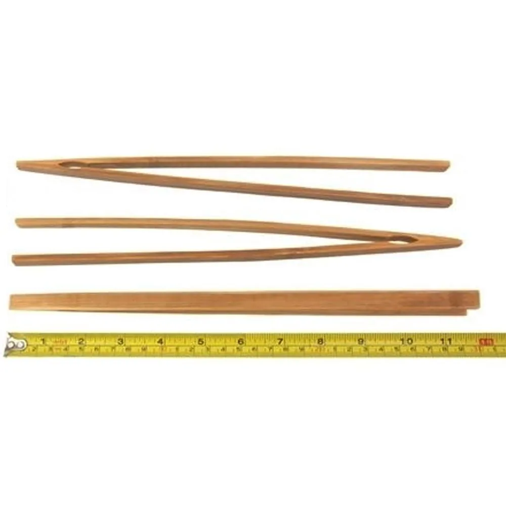 2 Reusable Bamboo Toast Tongs 12" Bread Bacon Bagel Fruit Toaster Wooden Cooking