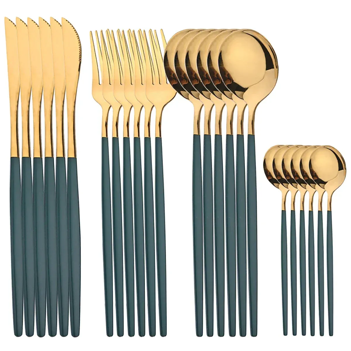 24 Piece Gold Flatware Set Stainless Steel Cutlery Gift Box Mirror Polished Western Food Steak Knife Spoon Elegant