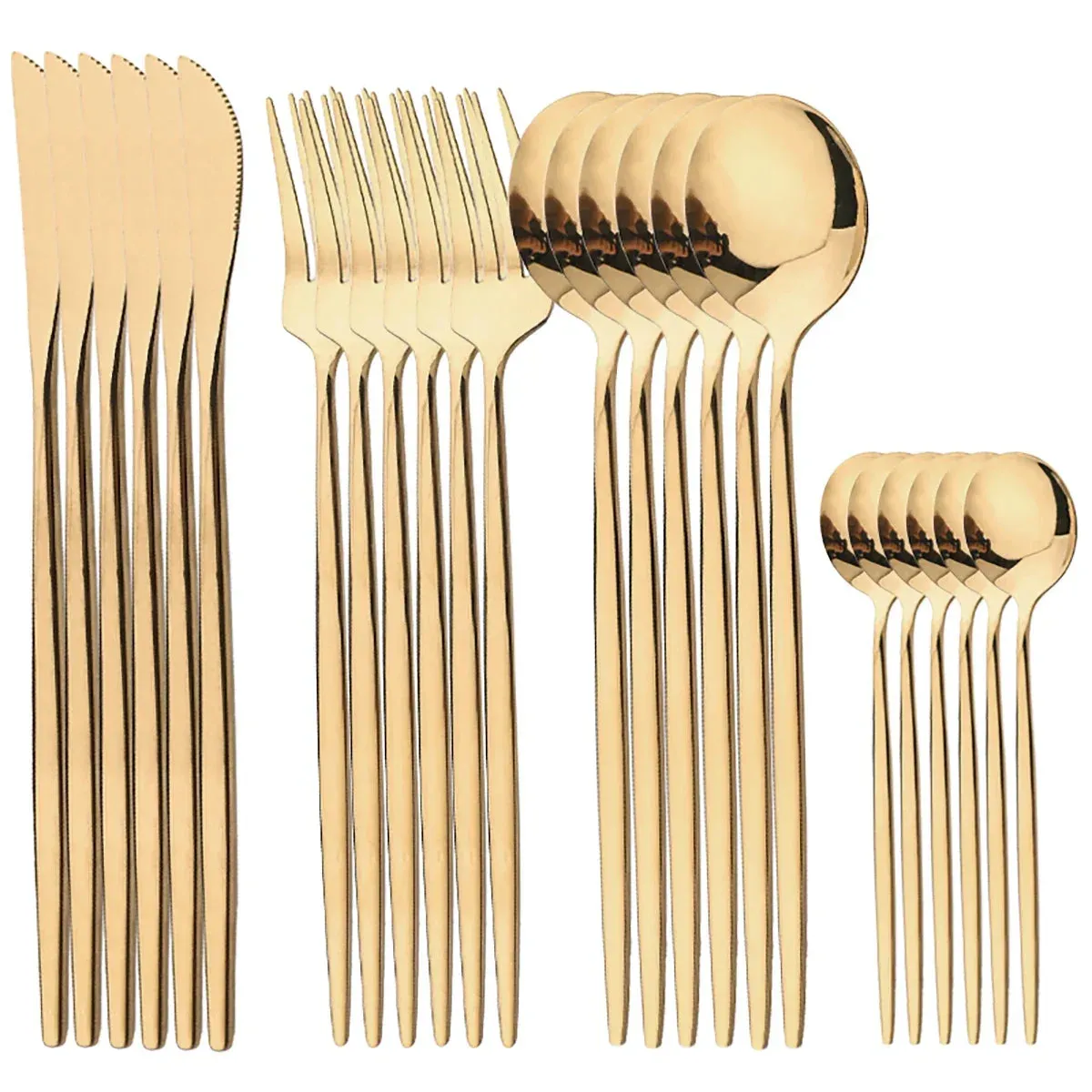 24 Piece Gold Flatware Set Stainless Steel Cutlery Gift Box Mirror Polished Western Food Steak Knife Spoon Elegant