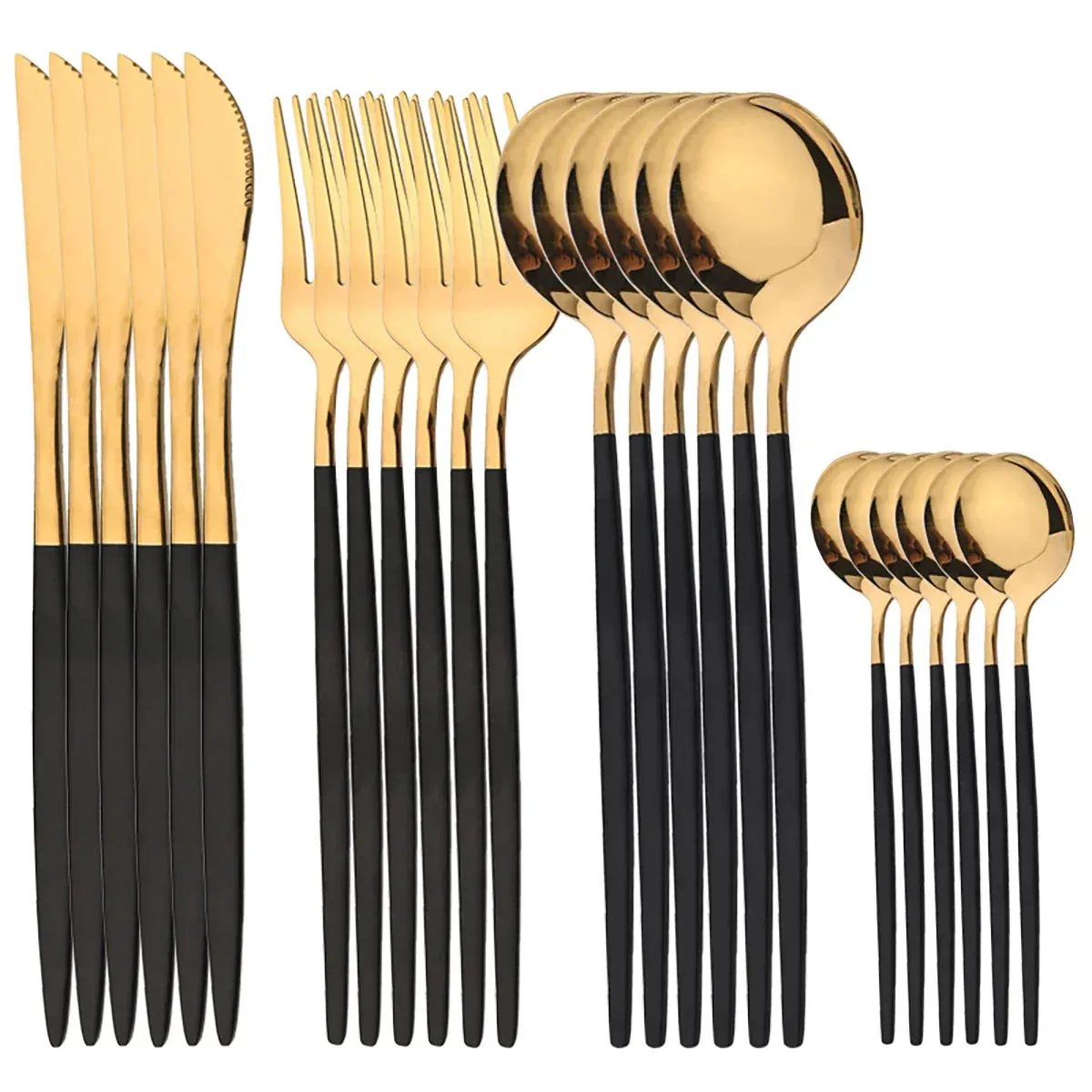 24 Piece Gold Flatware Set Stainless Steel Cutlery Gift Box Mirror Polished Western Food Steak Knife Spoon Elegant