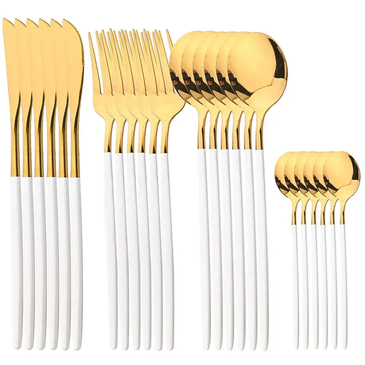 24 Piece Gold Flatware Set Stainless Steel Cutlery Gift Box Mirror Polished Western Food Steak Knife Spoon Elegant