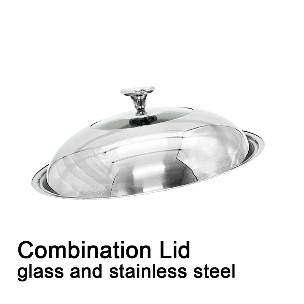 304 Stainless Steel 32cm Non-Stick Stir Fry Wok Pan | Honeycomb Double Sided | With Lid