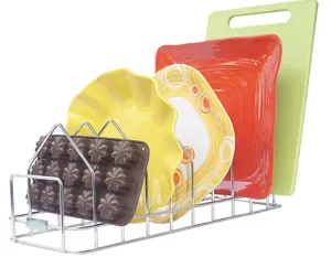 Anti Rust Stainless Steel 10 Sections Triangle Shape Dish Stand, Plate Rack, Lid Organizer Rack