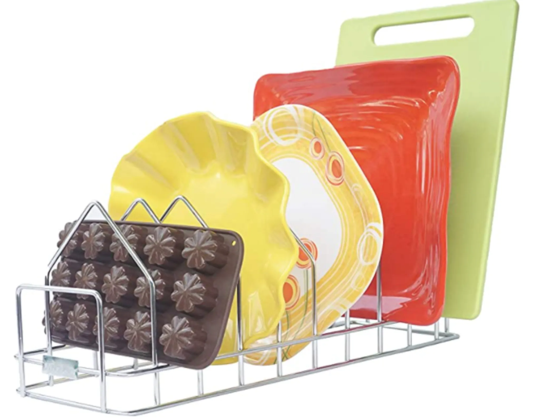 Anti Rust Stainless Steel 10 Sections Triangle Shape Dish Stand, Plate Rack, Lid Organizer Rack