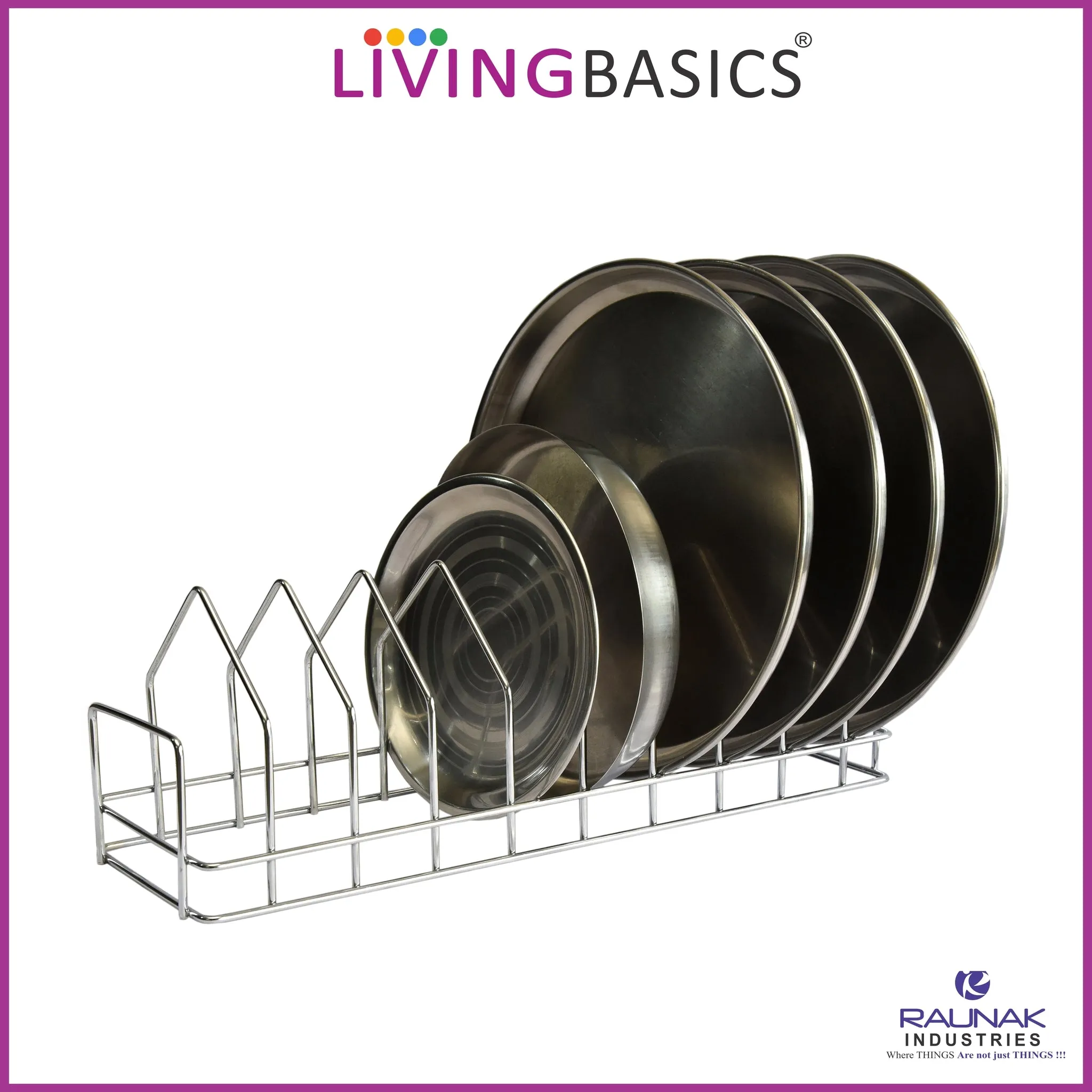 Anti Rust Stainless Steel 10 Sections Triangle Shape Dish Stand, Plate Rack, Lid Organizer Rack