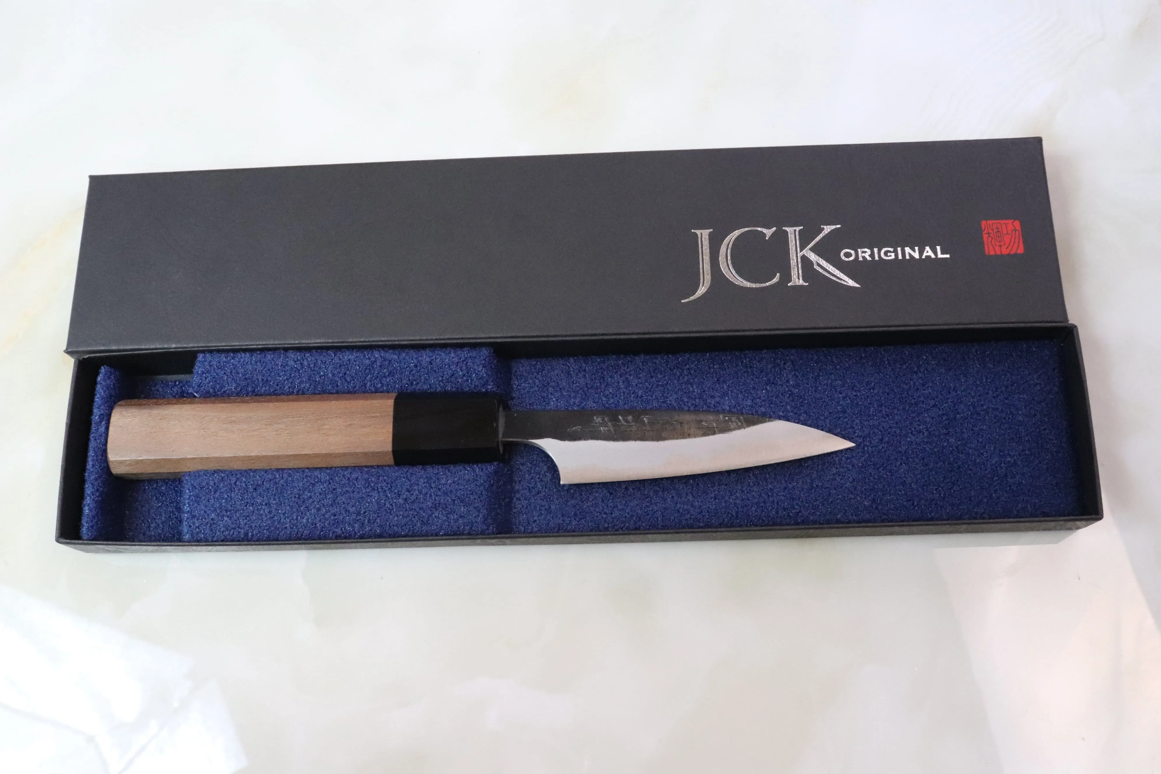 Fu-Rin-Ka-Zan Aogami Super Kurouchi Series FAB-1PW Wa Paring 85mm (3.3 inch, Octagon Shaped Walnut-Wood Handle)