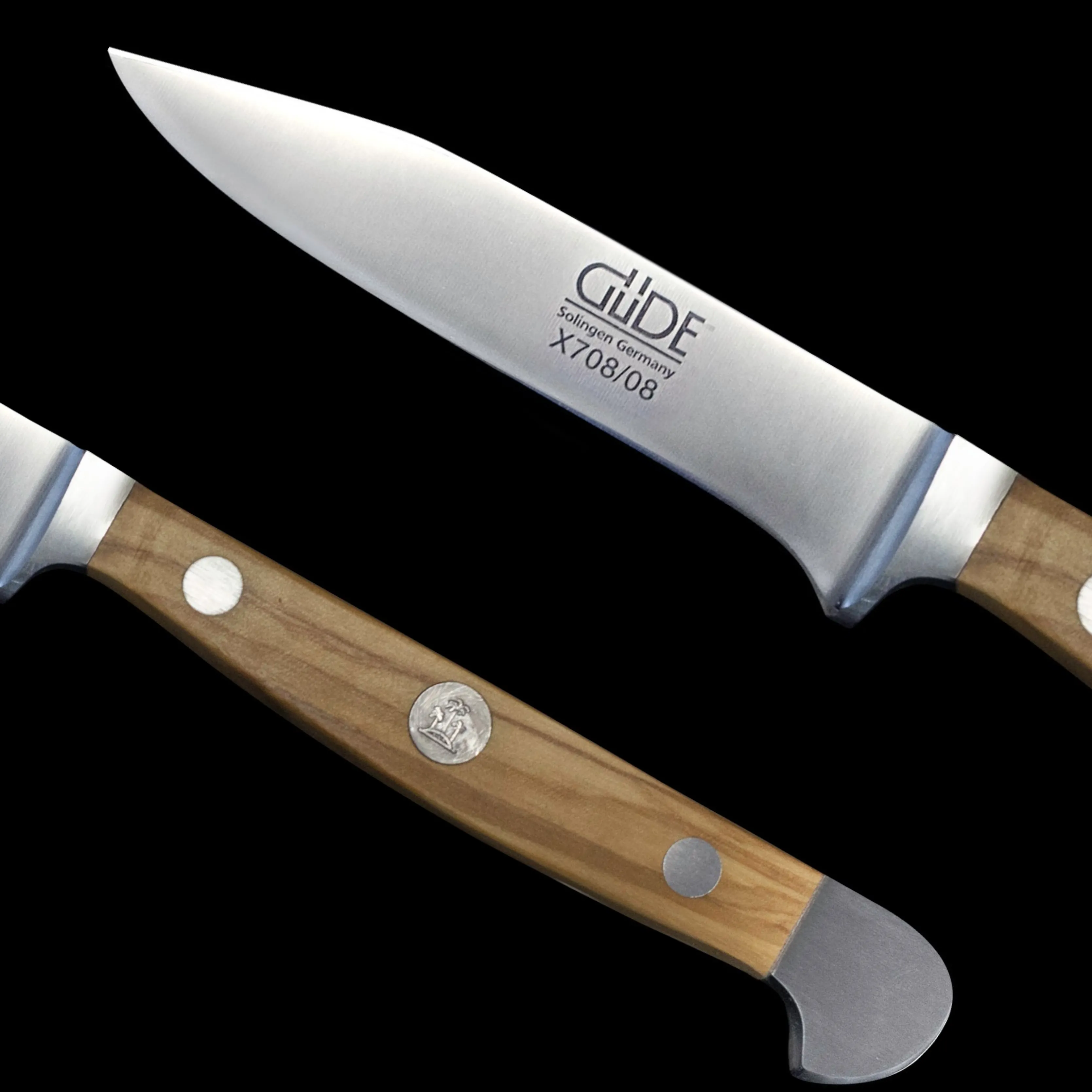 Gude Alpha Olive Utility Knife With Olivewood Handle, 3-in
