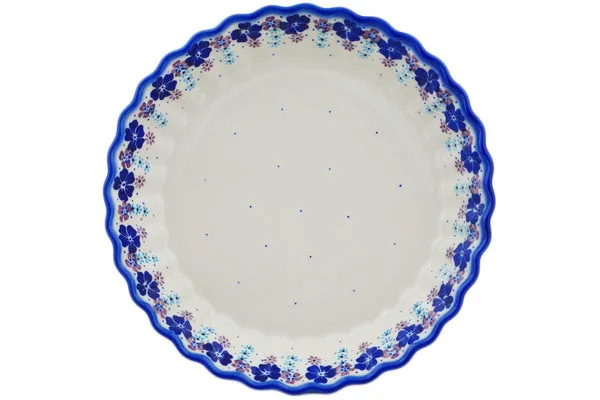 Polish Pottery 10" Fluted Pie Dish The Floral Wish
