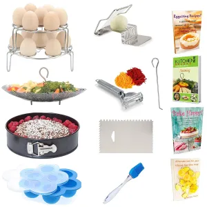 PREMIUM Pressure Cooker Accessories - Steamer Basket, Springform Pan, Egg Rack & Bites Mold - Fits Instant Pot 5, 6 Qt & 8 Quart - Vegetable Peeler, Icing Smoother, Slicer, Pastry Brush   eBooks