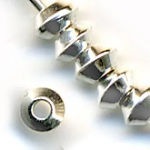 Silverplate bicone spacers. 4x3mm. Pkg of 10. b18-0192(e)