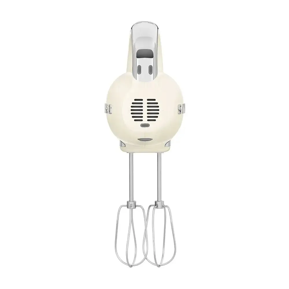 Smeg HMF01CRUK 50's Style Lightweight Electric Hand Mixer, Includes 2 Dough Hooks, 2 Optimus Whisks and 2 Wire Whisks - Cream
