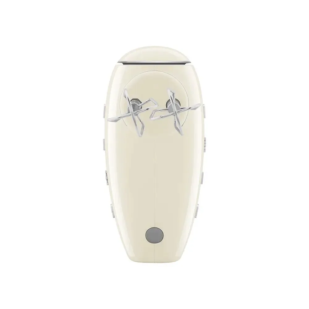 Smeg HMF01CRUK 50's Style Lightweight Electric Hand Mixer, Includes 2 Dough Hooks, 2 Optimus Whisks and 2 Wire Whisks - Cream