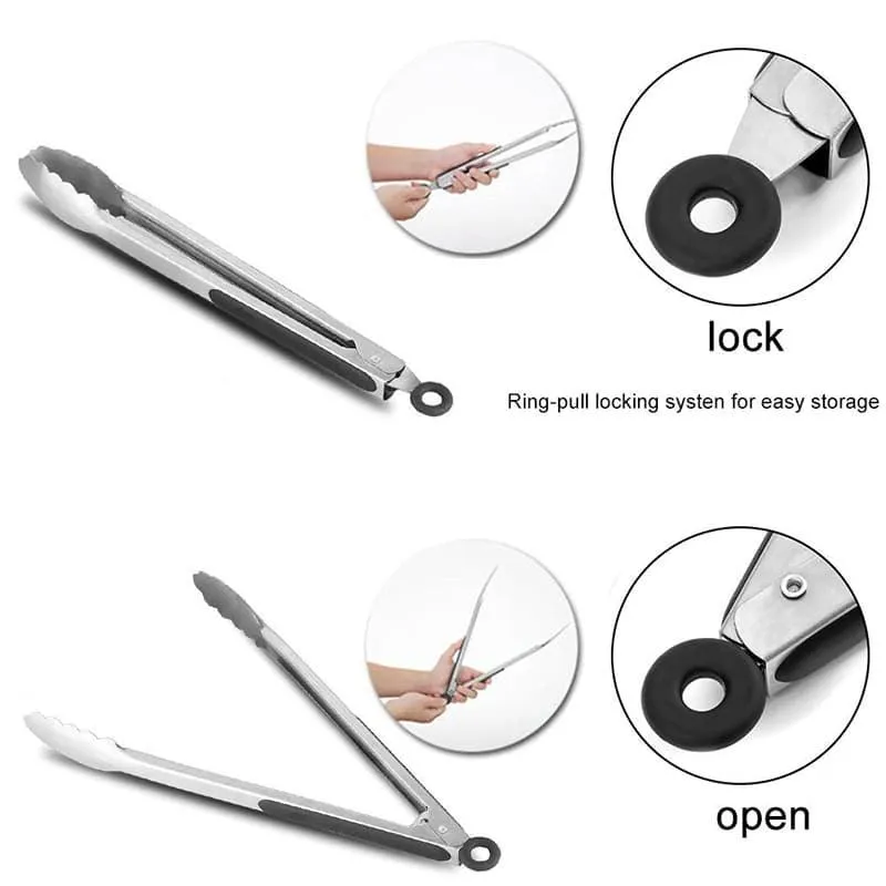Stainless Steel BBQ Tongs with Soft Handle