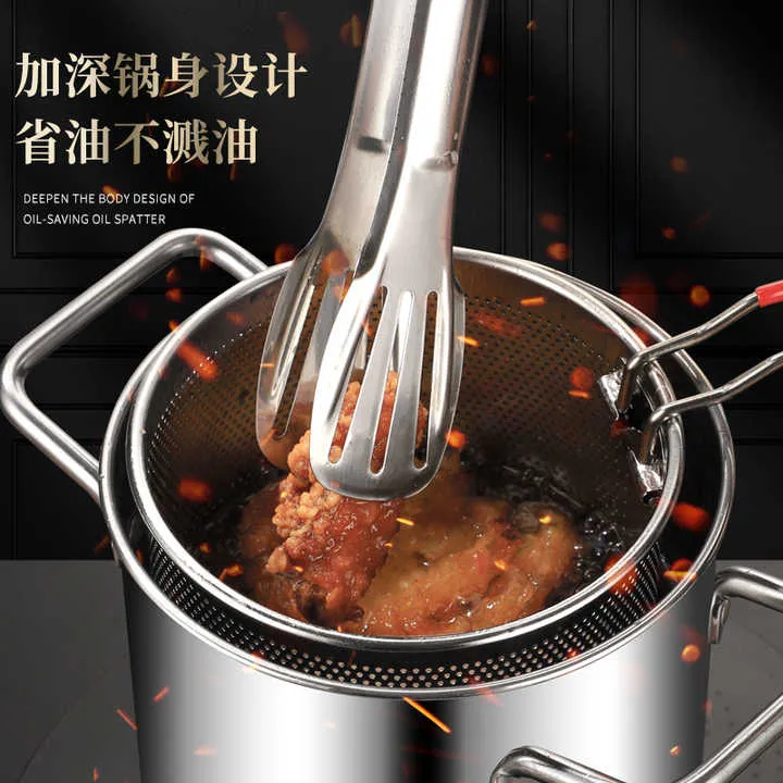 Stainless Steel Deep Fryer Pot with-وعاء قلي عميق