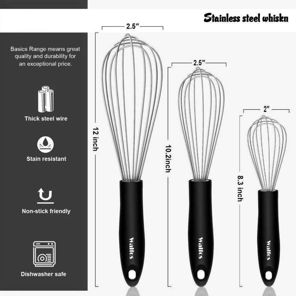 Stainless Steel Wire Manual Whisks 3 pcs Set