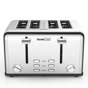 The Geek Chef Stainless Steel Extra-Wide Slot Toaster