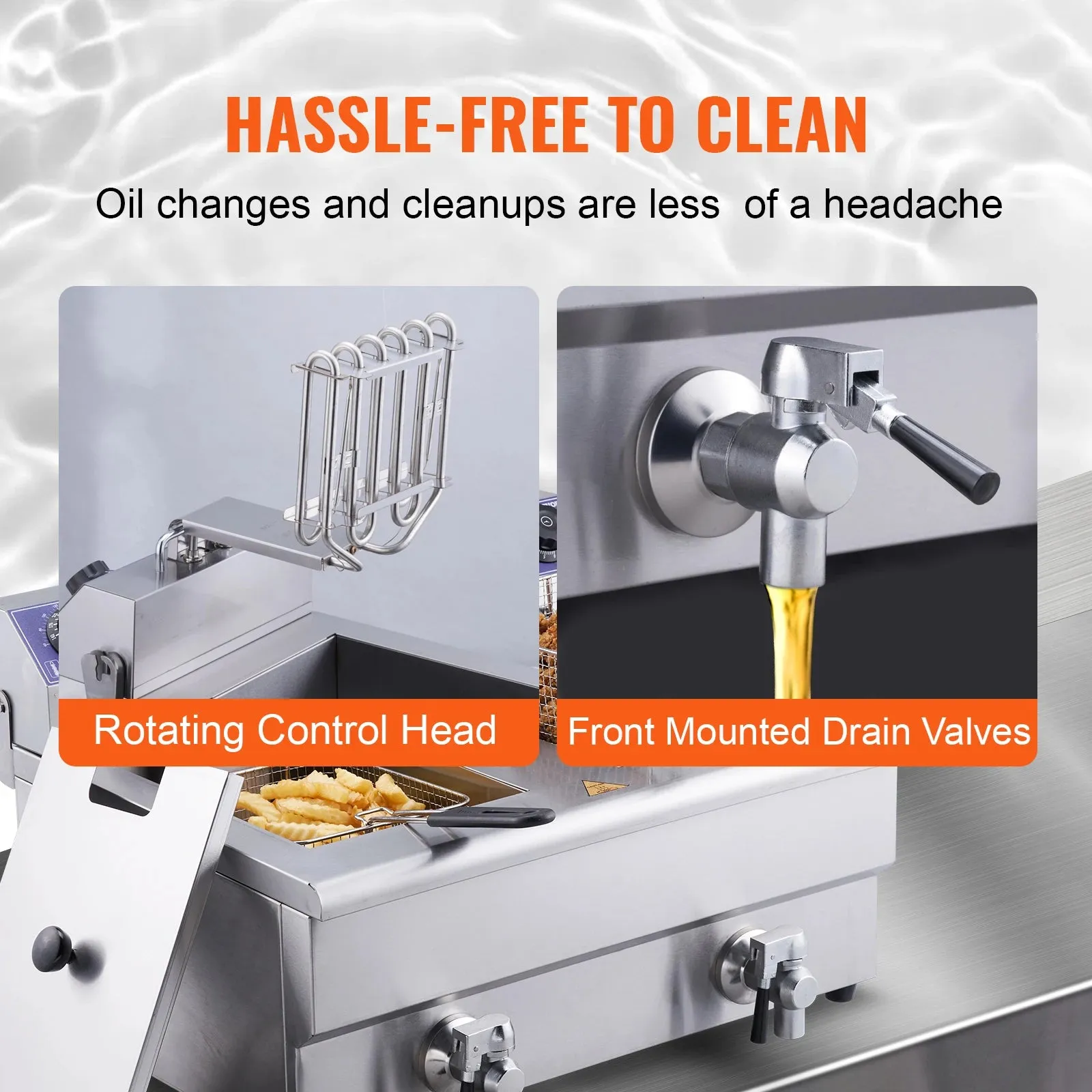 VEVOR Electric Deep Fryer w/Dual Removable Tanks 24L 3000W Commercial Countertop Fryer for Chicken French Fries Frying Chips