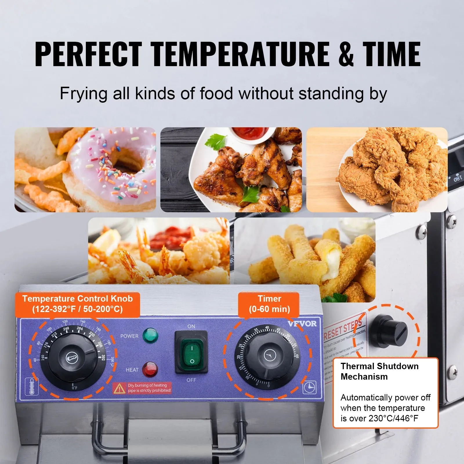 VEVOR Electric Deep Fryer w/Dual Removable Tanks 24L 3000W Commercial Countertop Fryer for Chicken French Fries Frying Chips