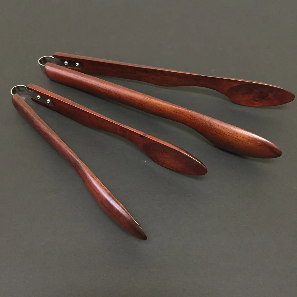 WOOD TONGS-DARK BROWN