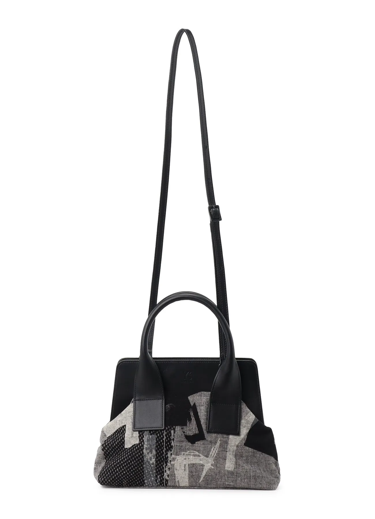 Y'S COLLAGE PRINT METAL CLASP BAG M