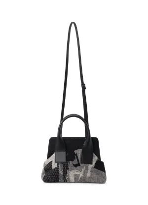 Y'S COLLAGE PRINT METAL CLASP BAG M