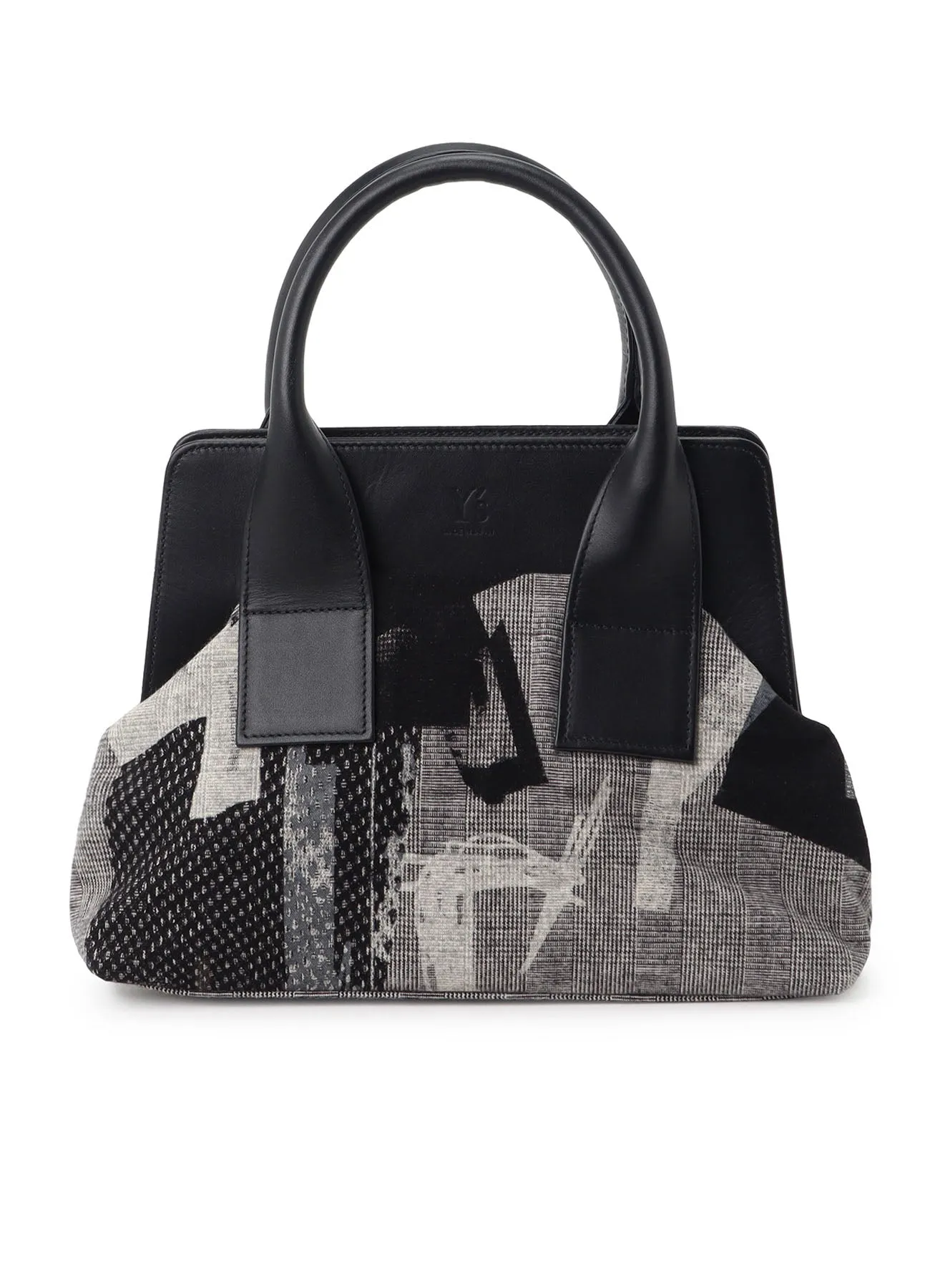 Y'S COLLAGE PRINT METAL CLASP BAG M