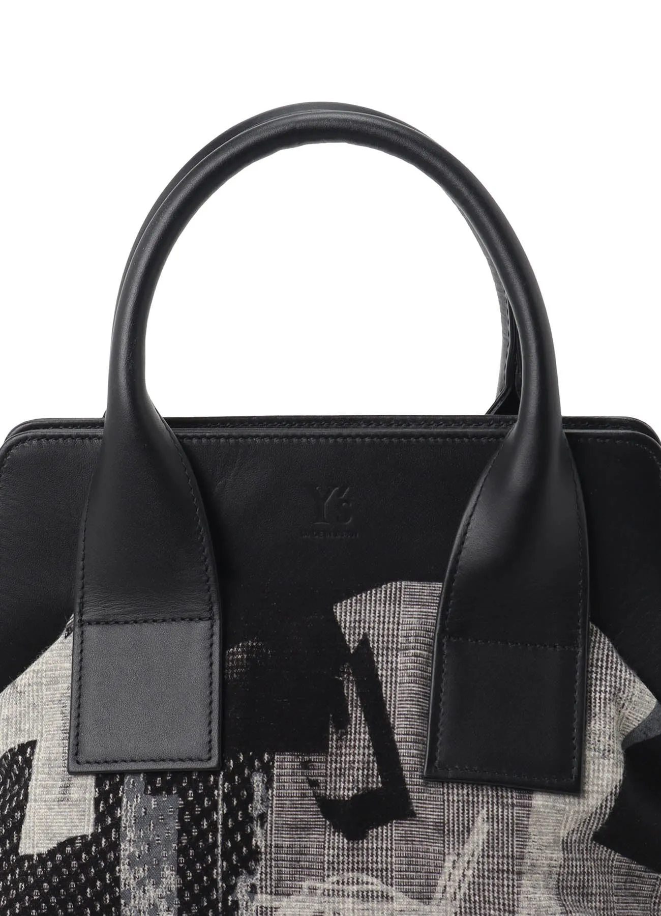 Y'S COLLAGE PRINT METAL CLASP BAG M